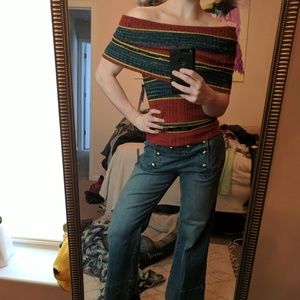 Free people cowl/off shoulder top